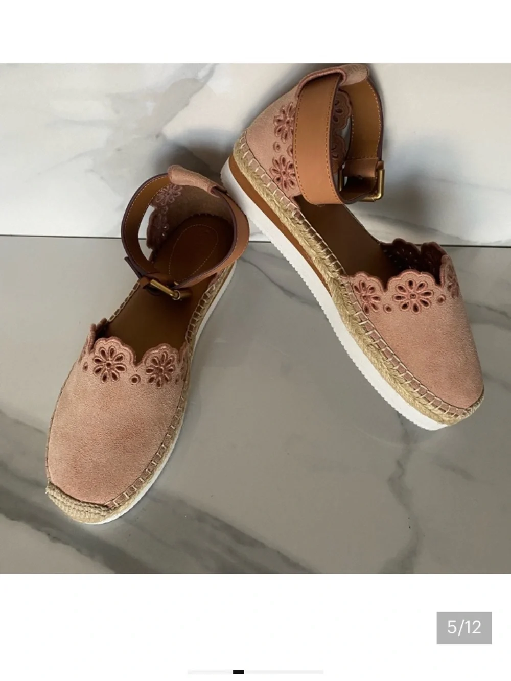 See By Chloe Glyn Suede Espadrille Cipria Color Size 8 Boho Cottage Feminine